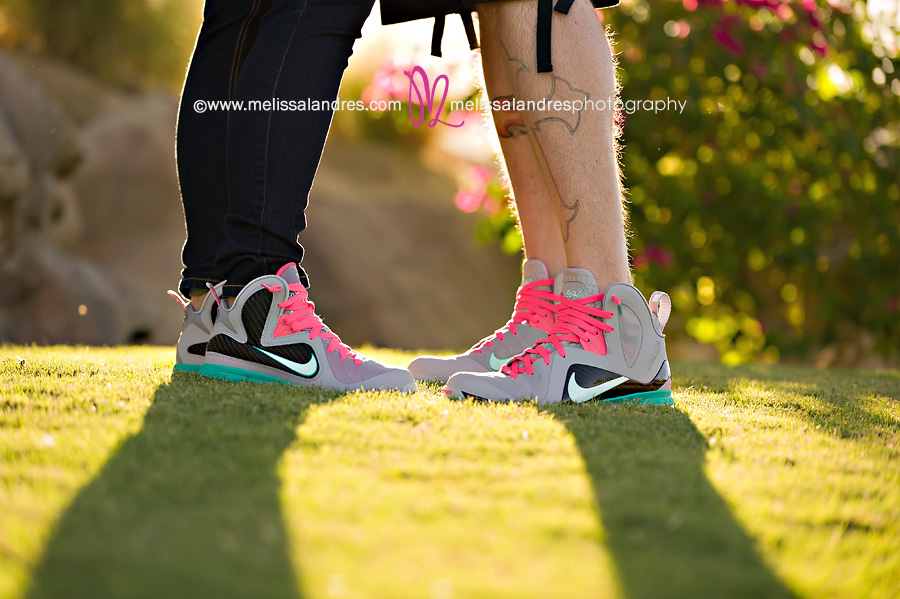 Matching Lebron Nikes for engagment photo shoot by Melissa Landres