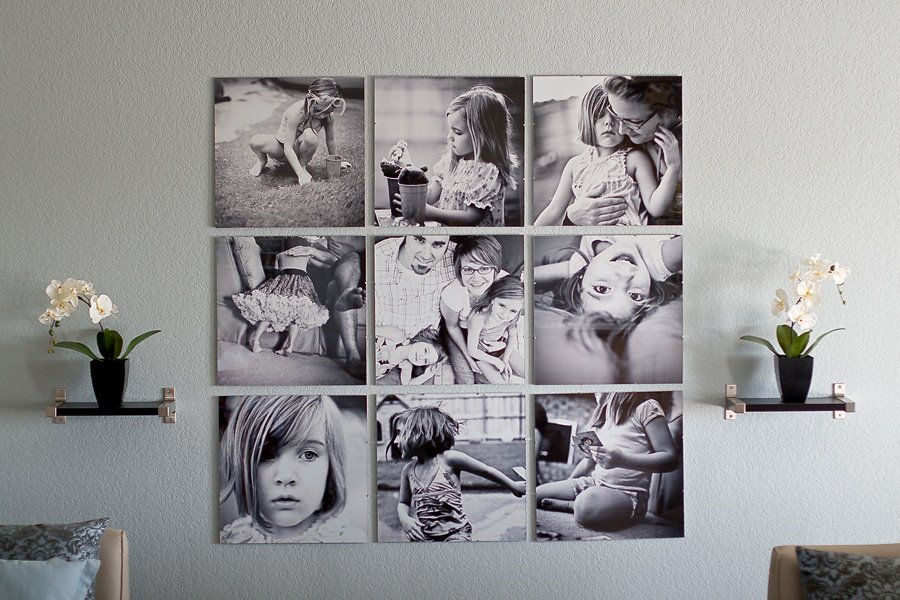 3x3 squares black and white gallery wall