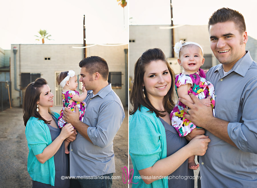 baby playing with mom and dad by Palm Desert newborn baby photographer Melissa Landres