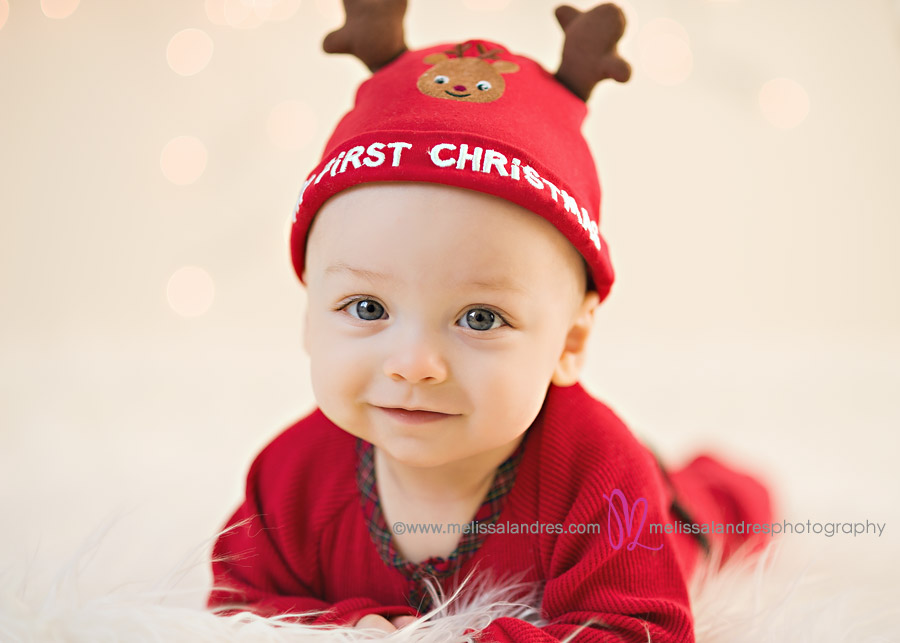 Baby photos with sparkly Christmas background