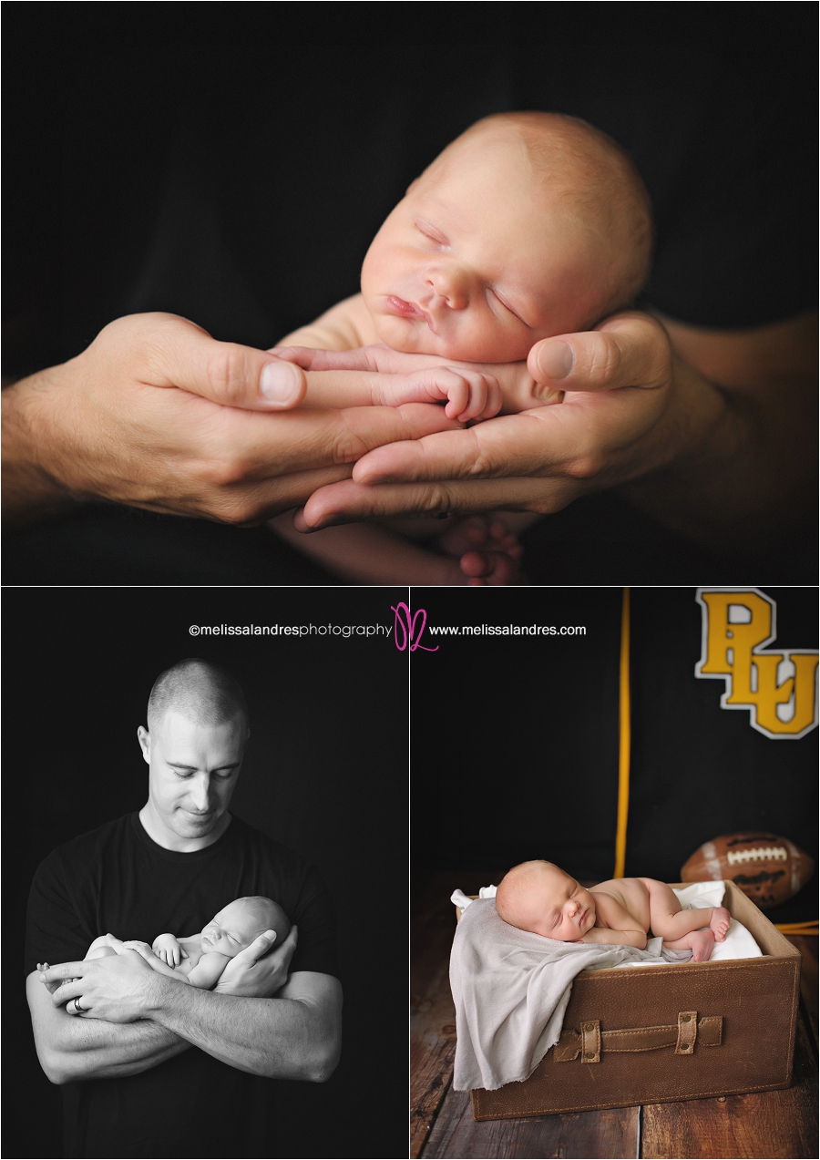 newborn baby photos with daddy, baby football, PLU Lutes