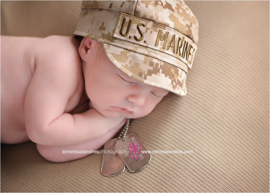 cute Newborn USMC Marines baby props and poses La Quinta baby photographer Melissa Landres