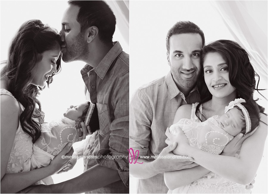 first photos of mom and dad with baby, classic black and white simply beautiful family portrait