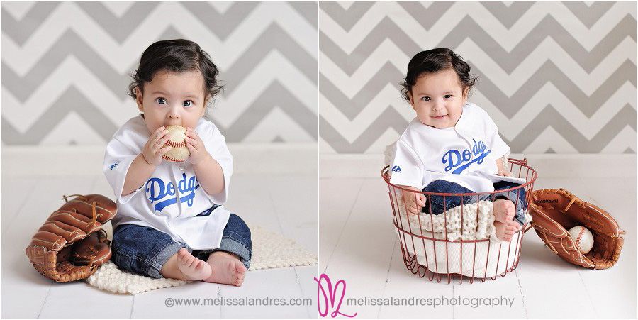 cute Dodger baby photos, best Indio baby photographers Melissa Landres photography