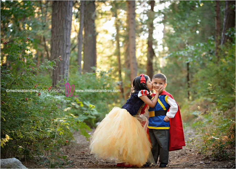 child snow white and her prince in the forest, child portrait photographer Melissa Landres