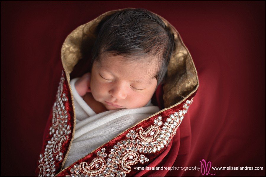 Rancho Mirage baby photographers, brand new baby beautiful red dress Melissa Landres photography