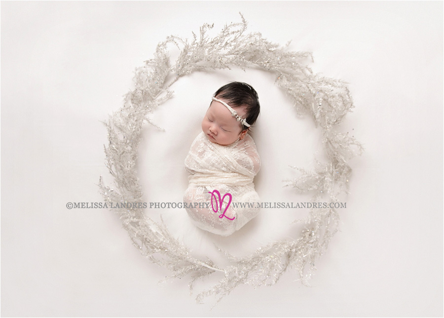 beautiful white wreath, minimalist baby photo, Palm Desert baby photos Melissa Landres Photography